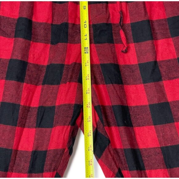 Mens Red and Black Plaid Pajama Pants Size XL Elastic Waist Drawstring - Picture 8 of 9